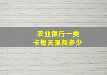 农业银行一类卡每天限额多少