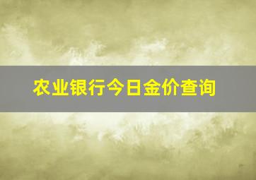 农业银行今日金价查询