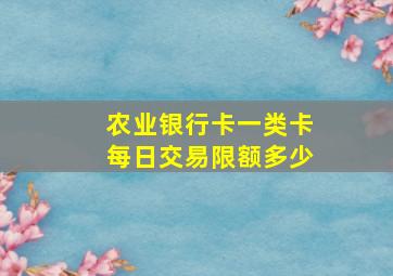 农业银行卡一类卡每日交易限额多少