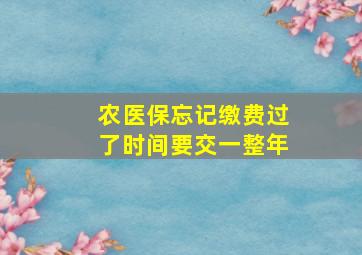 农医保忘记缴费过了时间要交一整年