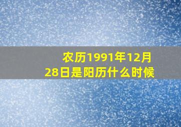 农历1991年12月28日是阳历什么时候