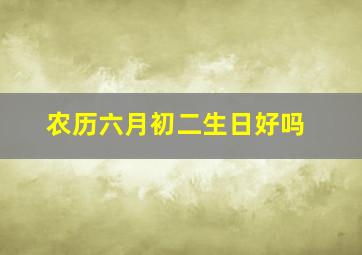 农历六月初二生日好吗