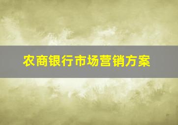 农商银行市场营销方案