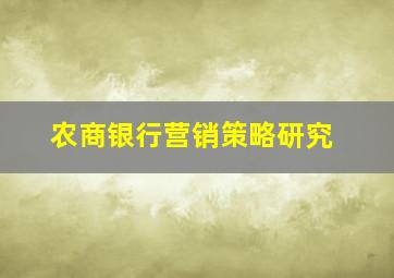 农商银行营销策略研究