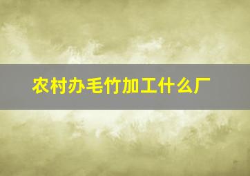 农村办毛竹加工什么厂