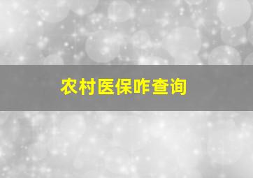 农村医保咋查询