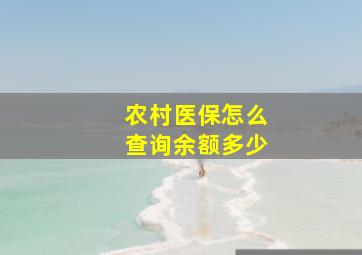 农村医保怎么查询余额多少