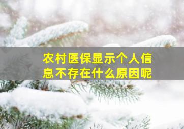 农村医保显示个人信息不存在什么原因呢