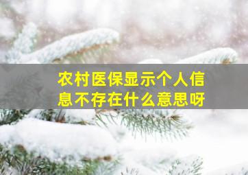 农村医保显示个人信息不存在什么意思呀