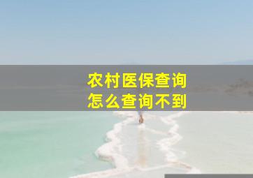 农村医保查询怎么查询不到