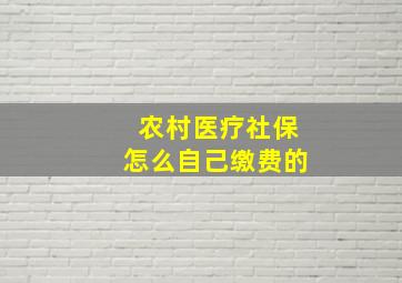 农村医疗社保怎么自己缴费的