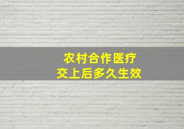 农村合作医疗交上后多久生效