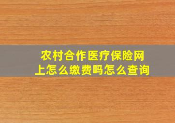 农村合作医疗保险网上怎么缴费吗怎么查询