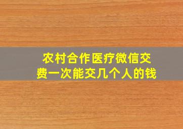 农村合作医疗微信交费一次能交几个人的钱