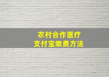 农村合作医疗支付宝缴费方法