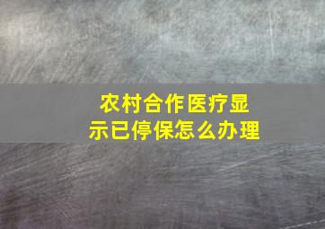 农村合作医疗显示已停保怎么办理