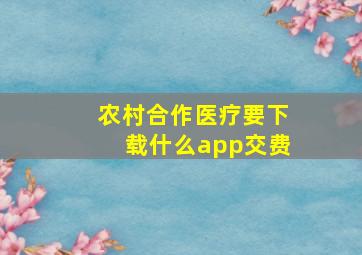 农村合作医疗要下载什么app交费