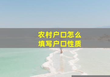 农村户口怎么填写户口性质