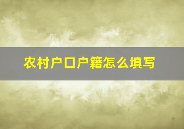 农村户口户籍怎么填写