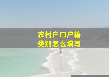 农村户口户籍类别怎么填写