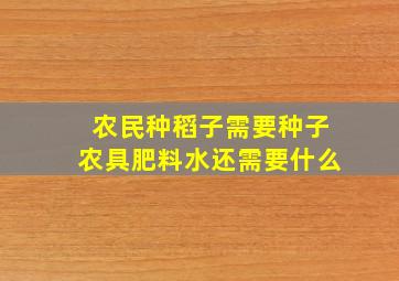 农民种稻子需要种子农具肥料水还需要什么