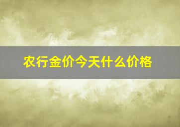 农行金价今天什么价格