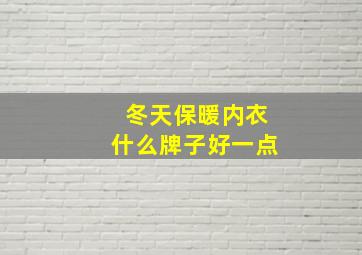 冬天保暖内衣什么牌子好一点