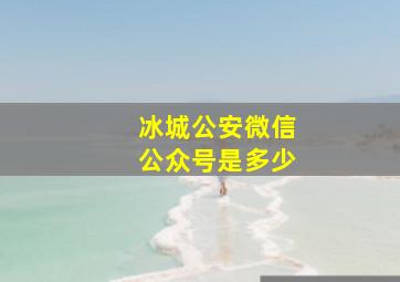 冰城公安微信公众号是多少