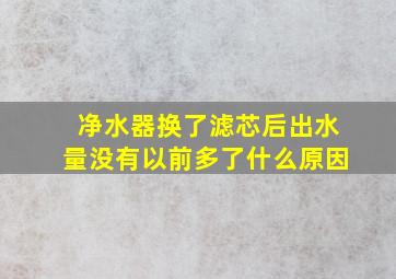 净水器换了滤芯后出水量没有以前多了什么原因