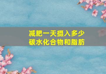 减肥一天摄入多少碳水化合物和脂肪