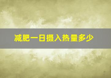 减肥一日摄入热量多少