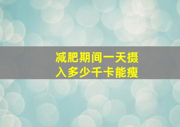 减肥期间一天摄入多少千卡能瘦