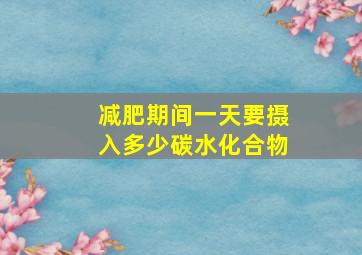 减肥期间一天要摄入多少碳水化合物