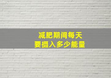 减肥期间每天要摄入多少能量