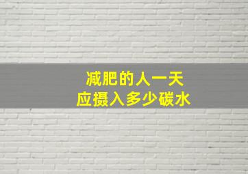 减肥的人一天应摄入多少碳水