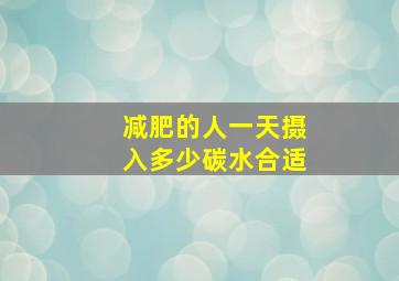 减肥的人一天摄入多少碳水合适