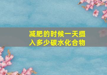 减肥的时候一天摄入多少碳水化合物