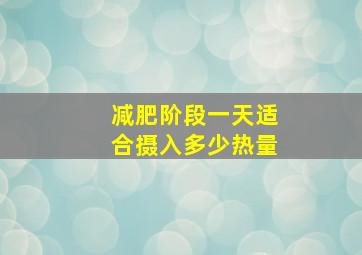 减肥阶段一天适合摄入多少热量