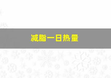 减脂一日热量