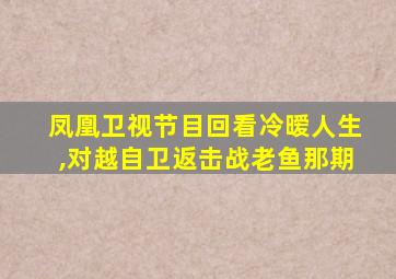 凤凰卫视节目回看冷暧人生,对越自卫返击战老鱼那期