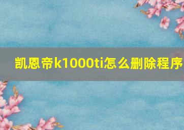 凯恩帝k1000ti怎么删除程序