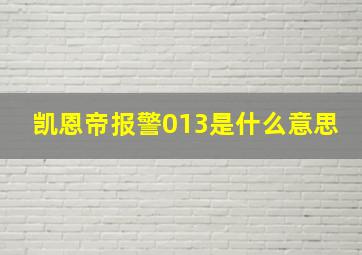 凯恩帝报警013是什么意思