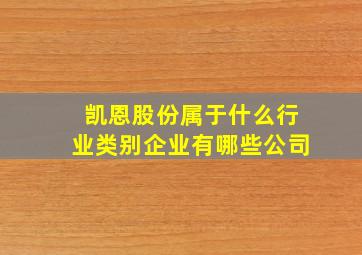 凯恩股份属于什么行业类别企业有哪些公司