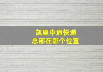 凯里中通快递总部在哪个位置