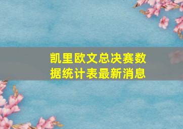 凯里欧文总决赛数据统计表最新消息