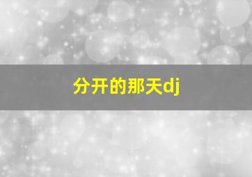 分开的那天dj