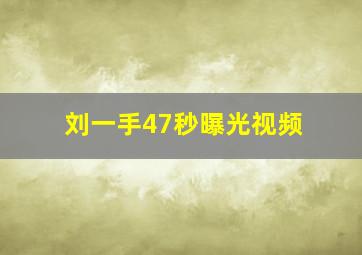 刘一手47秒曝光视频