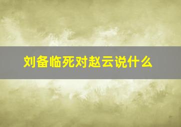 刘备临死对赵云说什么