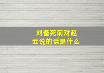 刘备死前对赵云说的话是什么