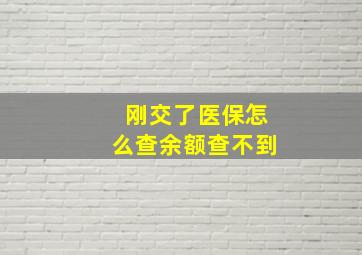 刚交了医保怎么查余额查不到